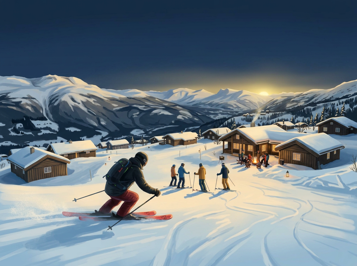 Naboer samlet ved hytta under Skiaden